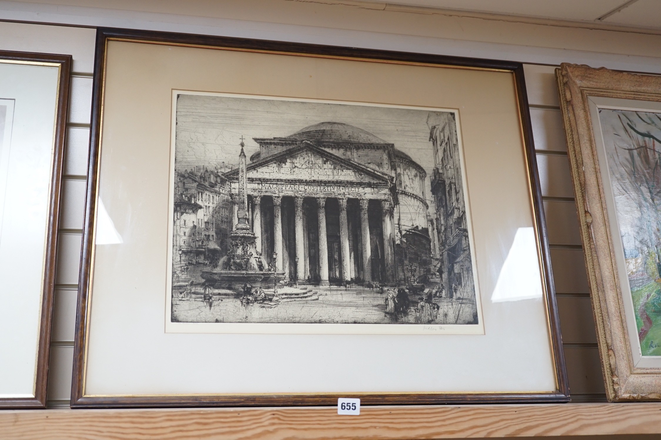 Hedley Fitton (1859-1929), drypoint etching, 'The Pantheon in Rome', signed in pencil, 44 x 55cm
